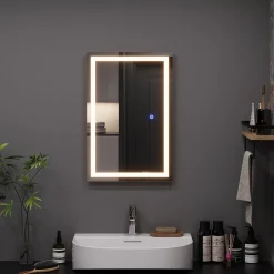 Badezimmerspiegel Miral Glas 60 x 2.8 cm mit Frontlight Beleuchtung Vicco