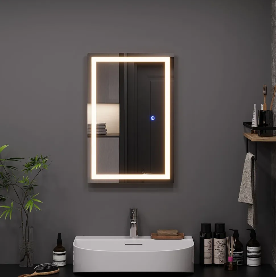 Badezimmerspiegel Miral Glas 60 x 2.8 cm mit Frontlight Beleuchtung Vicco