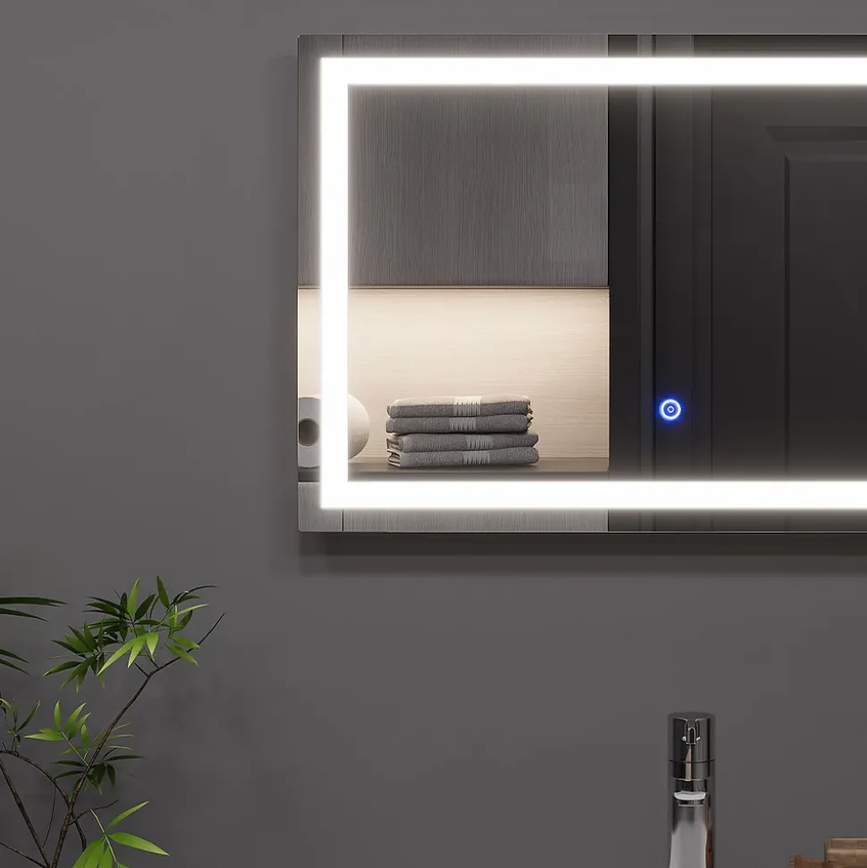 Badezimmerspiegel Miral Glas 60 x 2.8 cm mit Frontlight Beleuchtung Vicco