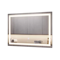 Badezimmerspiegel Miral Glas 60 x 2.8 cm mit Frontlight Beleuchtung Vicco