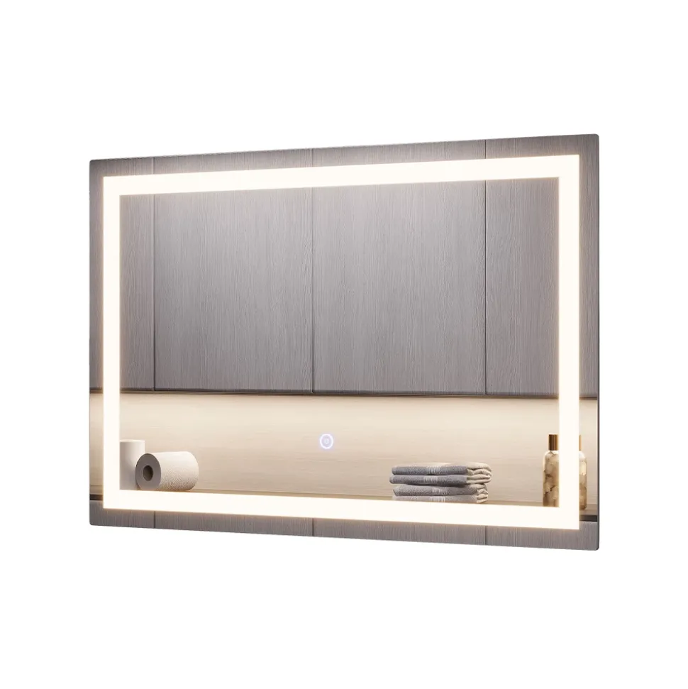 Badezimmerspiegel Miral Glas 60 x 2.8 cm mit Frontlight Beleuchtung Vicco