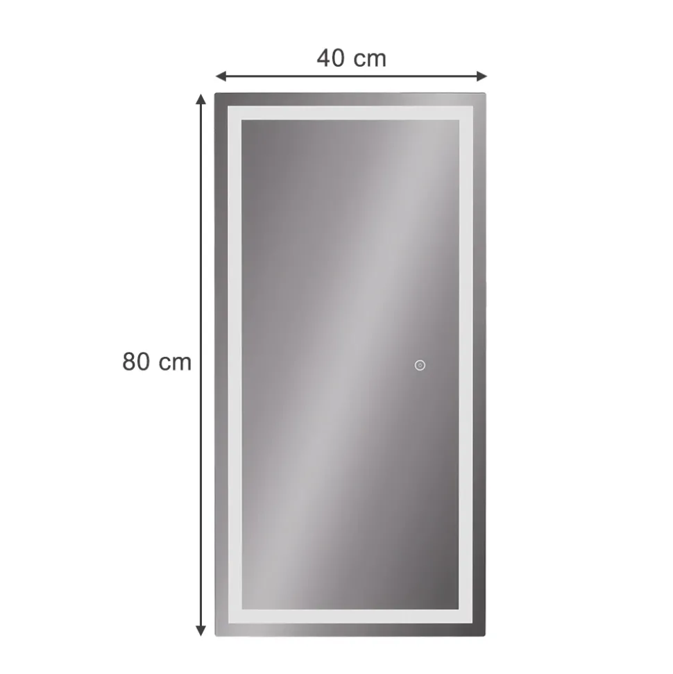 Badezimmerspiegel Miral Glas 80 x 2.8 cm mit Frontlight Beleuchtung Vicco