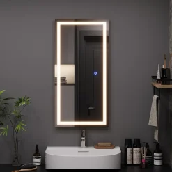 Badezimmerspiegel Miral Glas 80 x 2.8 cm mit Frontlight Beleuchtung Vicco