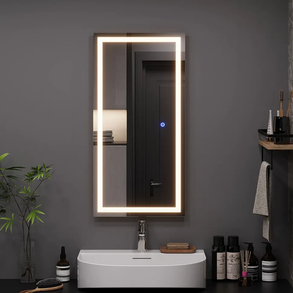 Badezimmerspiegel Miral Glas 80 x 2.8 cm mit Frontlight Beleuchtung Vicco