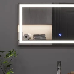Badezimmerspiegel Miral Glas 80 x 2.8 cm mit Frontlight Beleuchtung Vicco
