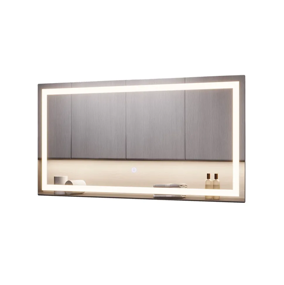 Badezimmerspiegel Miral Glas 80 x 2.8 cm mit Frontlight Beleuchtung Vicco