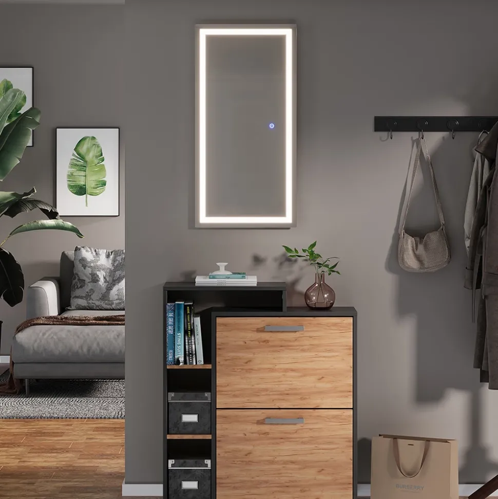 Badezimmerspiegel Miral Glas 80 x 2.8 cm mit Frontlight Beleuchtung Vicco