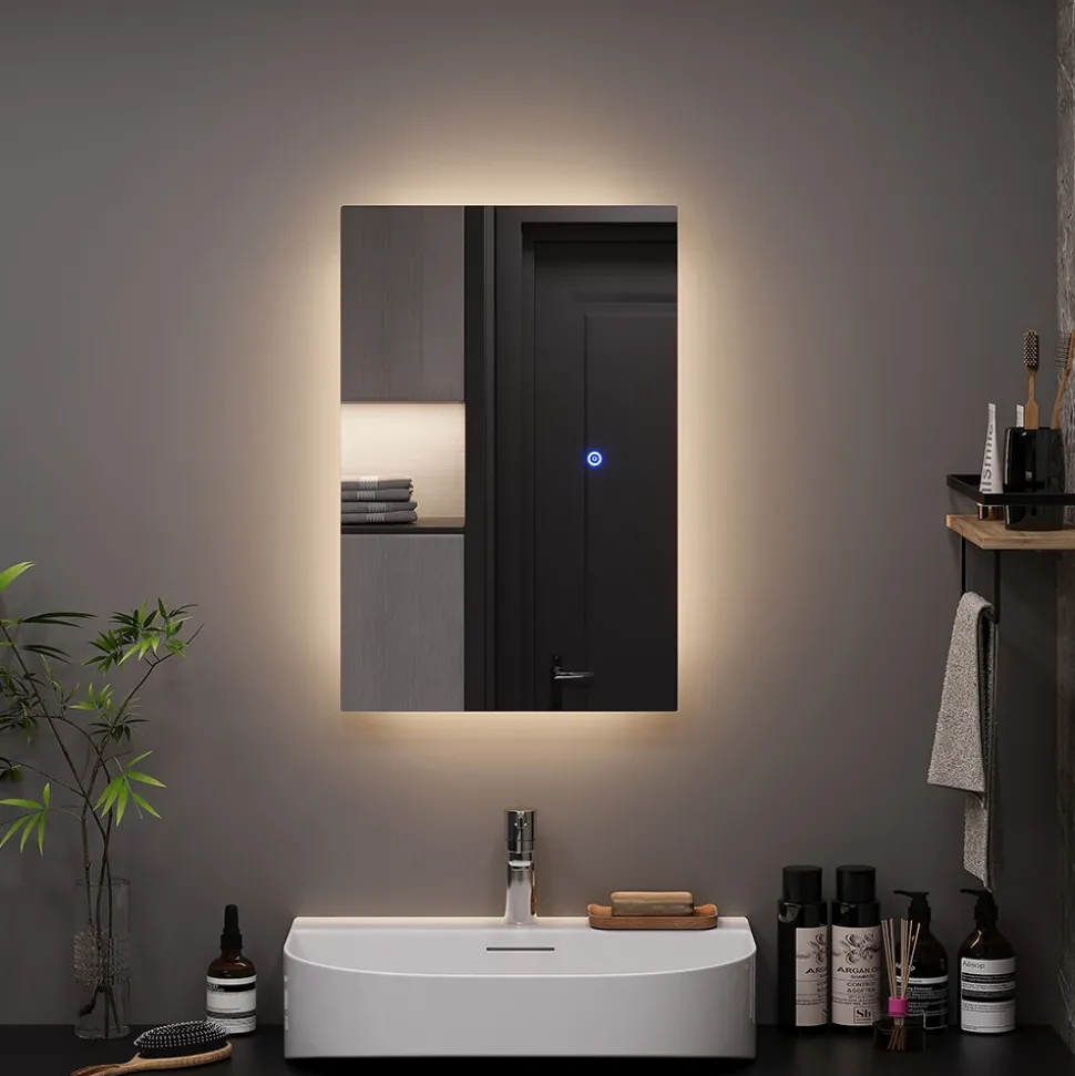 Badezimmerspiegel Miral Glas 60 x 2.8 cm mit Backlight Beleuchtung Vicco