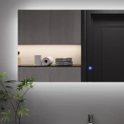 Badezimmerspiegel Miral Glas 100 x 2.8 cm mit Backlight Beleuchtung Vicco