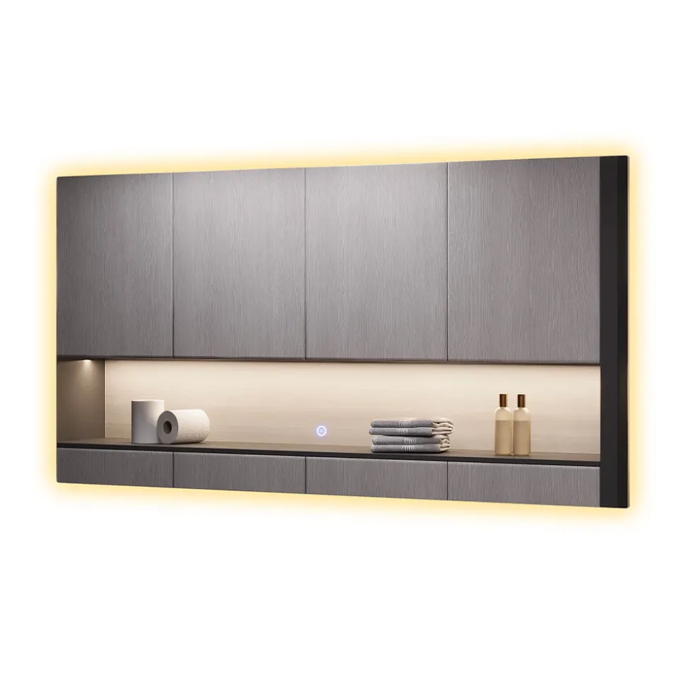 Badezimmerspiegel Miral Glas 100 x 2.8 cm mit Backlight Beleuchtung Vicco