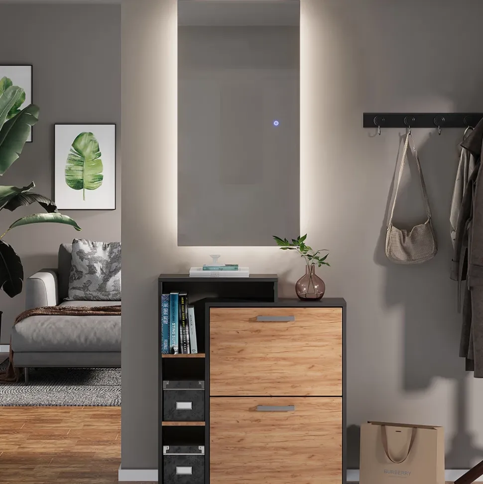 Badezimmerspiegel Miral Glas 100 x 2.8 cm mit Backlight Beleuchtung Vicco