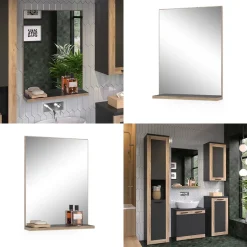 Badezimmerspiegel Niko Anthrazit 60 x 80 cm Vicco