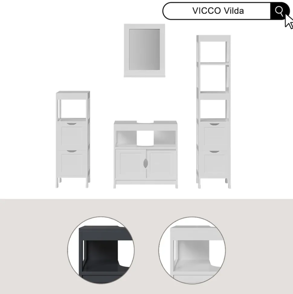 Badezimmerspiegel Vilda Grau 40 x 50 cm Vicco