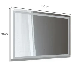 Badezimmerspiegel Viola Glas 2.8 x 70 cm mit LED Beleuchtung Vicco