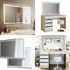 Badezimmerspiegel Viola Glas 2.8 x 70 cm mit LED Beleuchtung Vicco