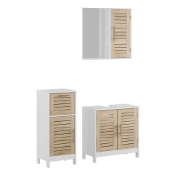 Badmöbel-Set Looma Weiß/Eiche 3 Teile Vicco
