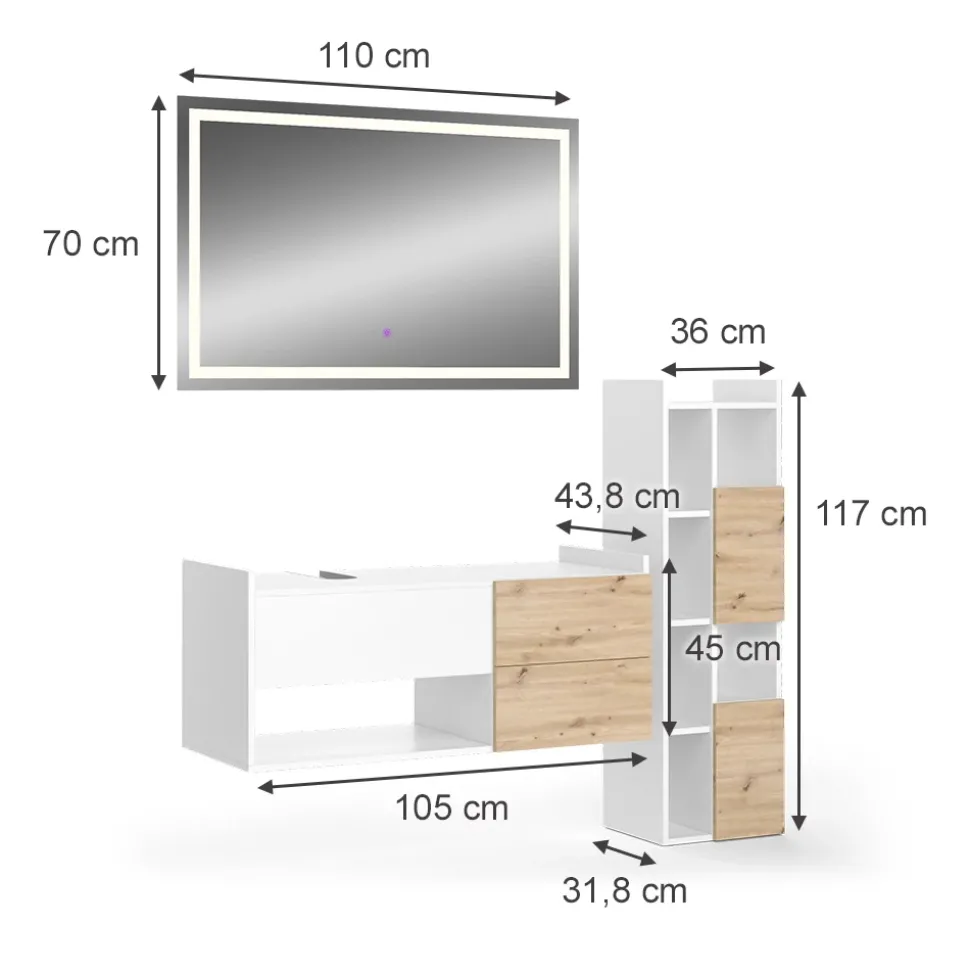 Badmöbel-Set Alf Weiß 3 Teile Vicco