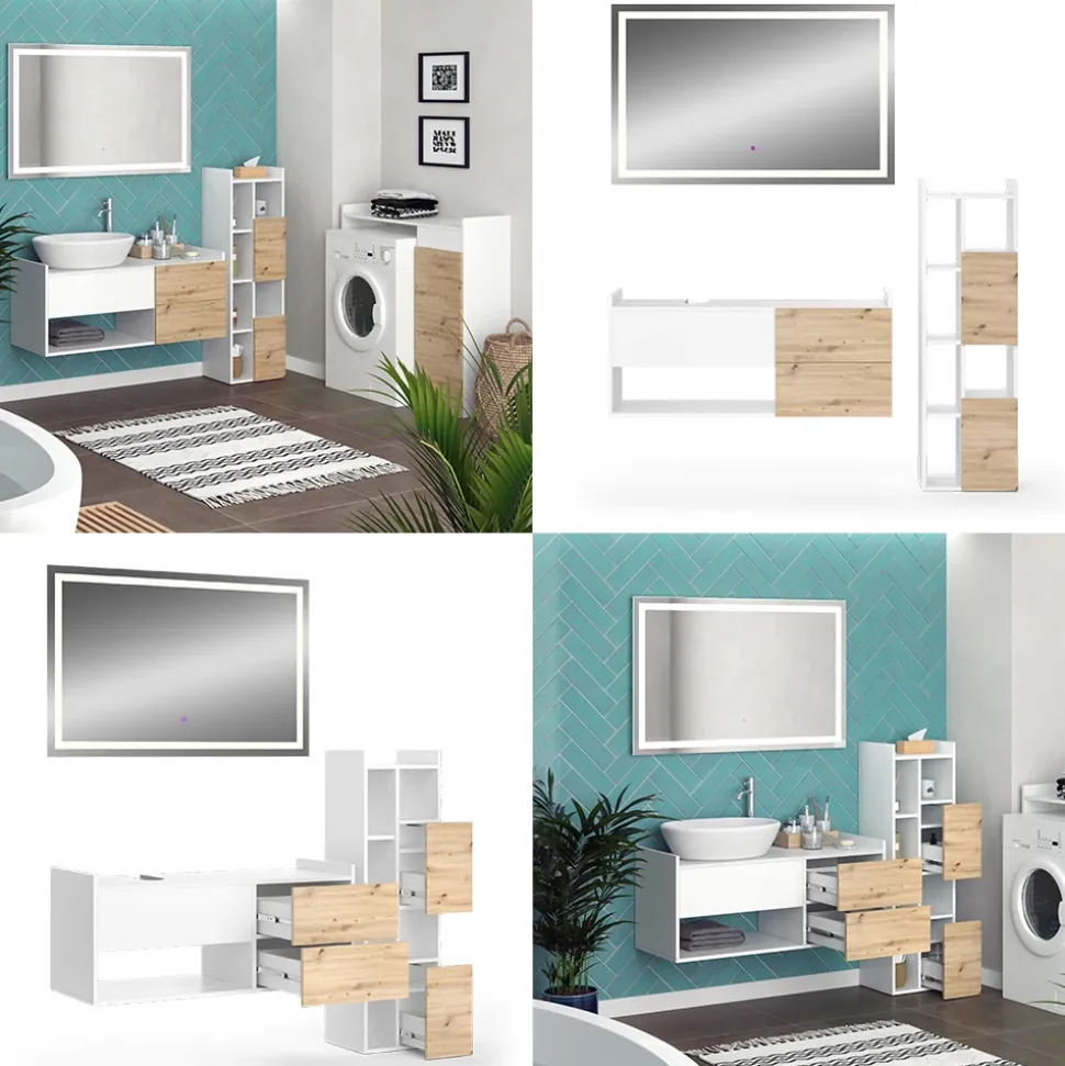 Badmöbel-Set Alf Weiß 3 Teile Vicco