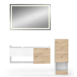 Badmöbel-Set Alf Weiß 3 Teile, mit Midischrank Vicco