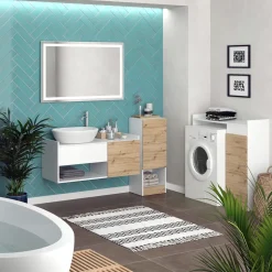 Badmöbel-Set Alf Weiß 3 Teile, mit Midischrank Vicco