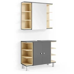 Badmöbel-Set Aquis Anthrazit 2 Teile Vicco