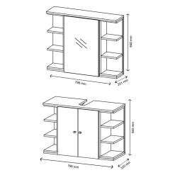 Badmöbel-Set Aquis Anthrazit 2 Teile Vicco
