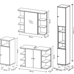 Badmöbel-Set Aquis Anthrazit 4 Teile Vicco
