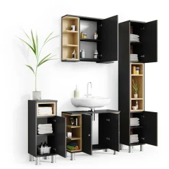 Badmöbel-Set Aquis Anthrazit 4 Teile Vicco