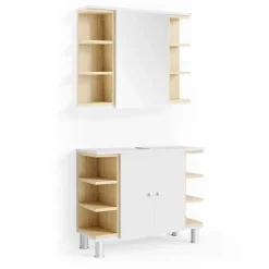 Badmöbel-Set Aquis Weiß 2 Teile Vicco