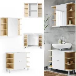 Badmöbel-Set Aquis Weiß 2 Teile Vicco