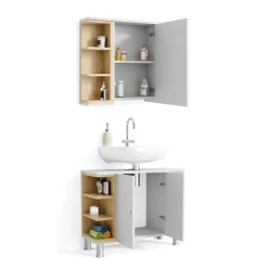 Badmöbel-Set Aquis Weiß 2 Teile Vicco