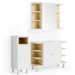 Badmöbel-Set Aquis Weiß 3 Teile Vicco