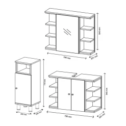 Badmöbel-Set Aquis Weiß 3 Teile Vicco