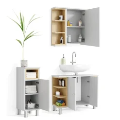 Badmöbel-Set Aquis Weiß 3 Teile Vicco