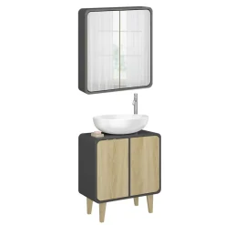 Badmöbel-Set Arla Anthrazit/Eiche 2 Teile Vicco