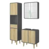 Badmöbel-Set Arla Anthrazit/Eiche 3 Teile, mit Hochschrank Vicco