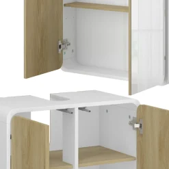 Badmöbel-Set Arla Weiß/Eiche 4 Teile Vicco