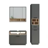Badmöbel-Set Beatrice Anthrazit/Sonoma 3 Teile mit Hochschrank Vicco