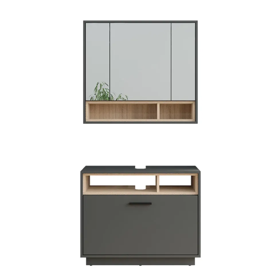 Badmöbel-Set Beatrice Anthrazit/Sonoma 2 Teile Vicco