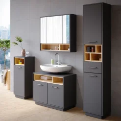 Badmöbel-Set Beatrice Anthrazit 4 Teile Vicco