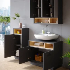 Badmöbel-Set Beatrice Anthrazit 3 Teile Vicco