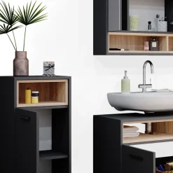 Badmöbel-Set Beatrice Anthrazit 3 Teile Vicco