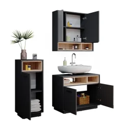 Badmöbel-Set Beatrice Anthrazit 3 Teile Vicco