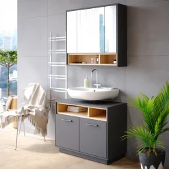 Badmöbel-Set Beatrice Anthrazit 2 Teile Vicco