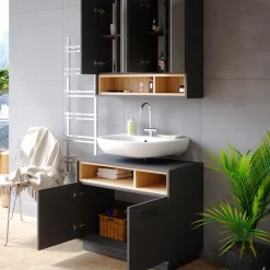 Badmöbel-Set Beatrice Anthrazit 2 Teile Vicco