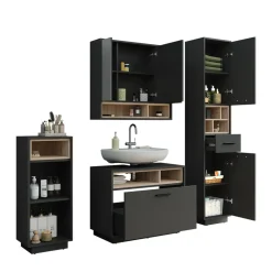 Badmöbel-Set Beatrice Anthrazit/Sonoma Set 4 Vicco