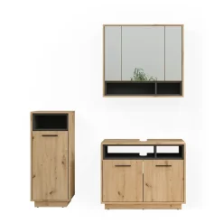 Badmöbel-Set Beatrice Artisan-Eiche 3 Teile Vicco