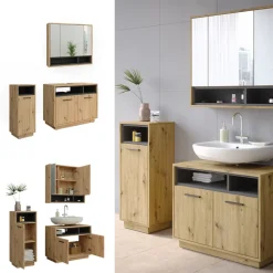 Badmöbel-Set Beatrice Artisan-Eiche 3 Teile Vicco