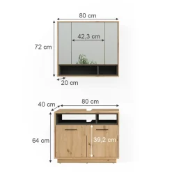 Badmöbel-Set Beatrice Artisan-Eiche 2 Teile Vicco