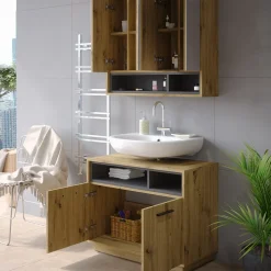 Badmöbel-Set Beatrice Artisan-Eiche 2 Teile Vicco